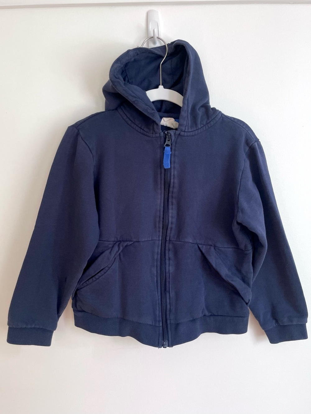 $8 💥UK Super Soft Full Zip Up Hoodie Sweatshirt, Ruffle Details, Pockets, Navy